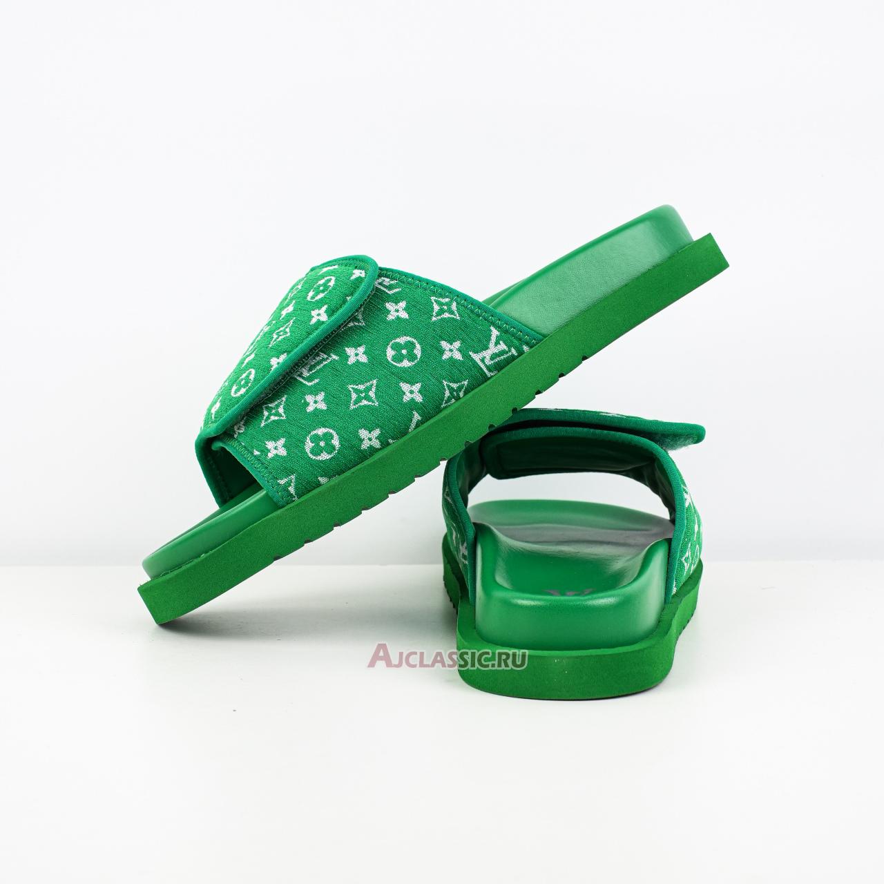 New Louis Vuitton LV Miami Slippers "Green Velcro Flat Sandal" 1ABNU9 Shoes