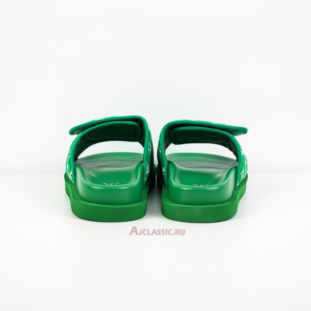 New Louis Vuitton LV Miami Slippers "Green Velcro Flat Sandal" 1ABNU9 Shoes