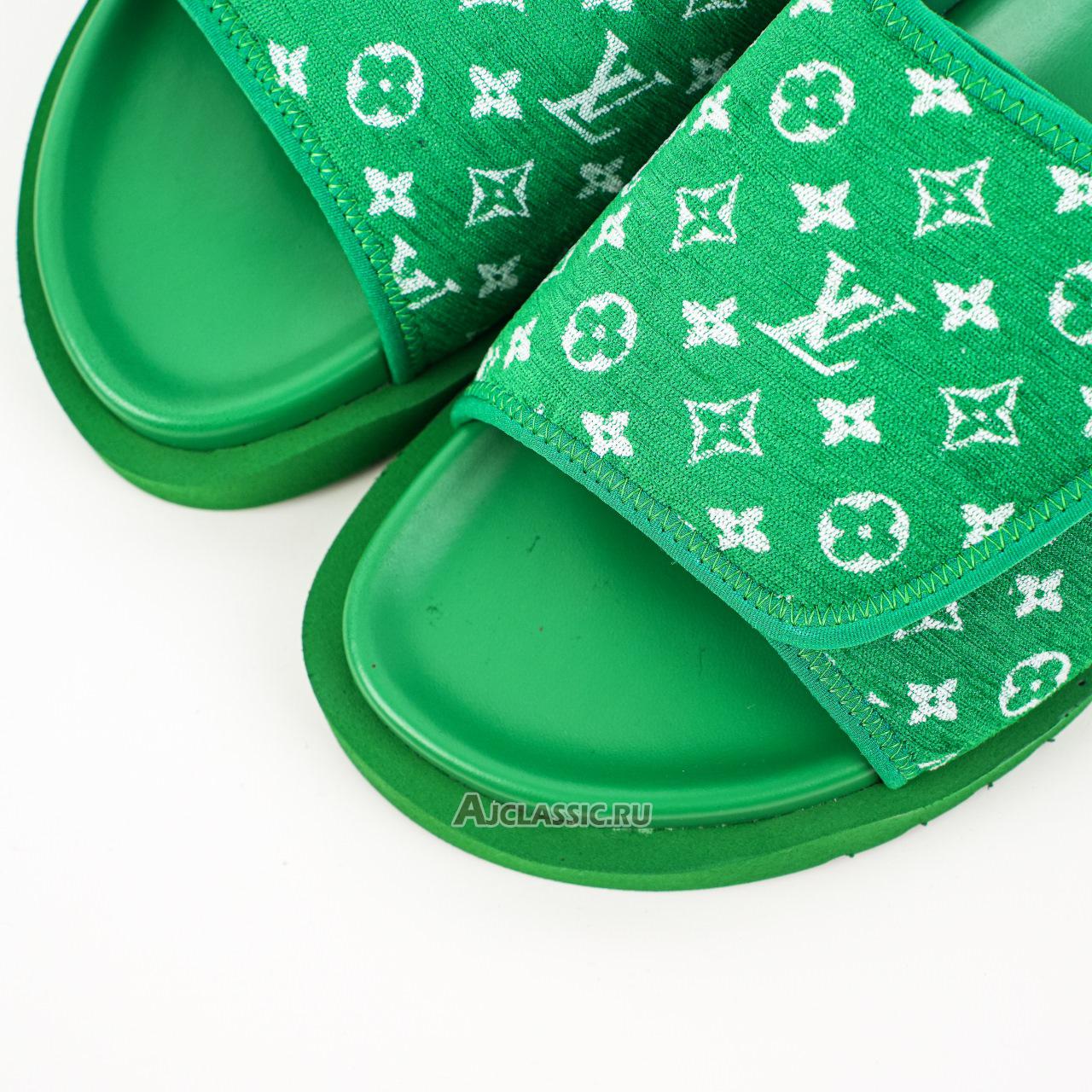 New Louis Vuitton LV Miami Slippers "Green Velcro Flat Sandal" 1ABNU9 Shoes