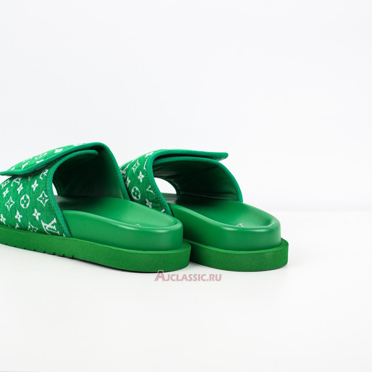 New Louis Vuitton LV Miami Slippers "Green Velcro Flat Sandal" 1ABNU9 Shoes