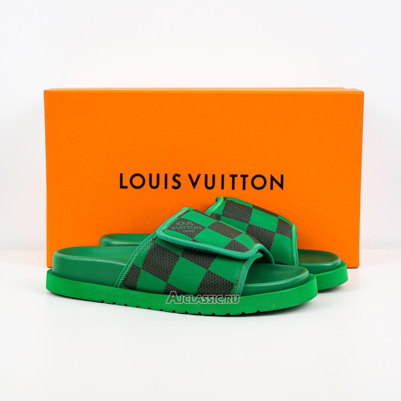 New Louis Vuitton LV Miami Mule Slippers "Green Black" 1ACR3N-3 Shoes