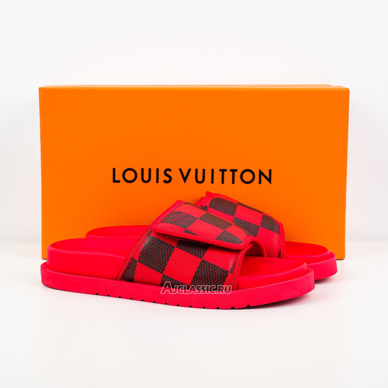 New Louis Vuitton LV Miami Mule Slippers "Red Black" 1ACR3N-4 Shoes