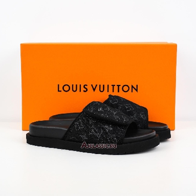 Buy Louis Vuitton LV Miami Mules Slippers Black Grey Monogram Black 1ACDB2-2 Quality Reps Replicas Shoes