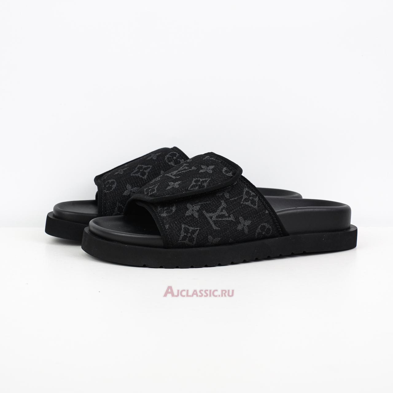 New Louis Vuitton LV Miami Mules Slippers "Black Grey Monogram" 1ACDB2-2 Shoes