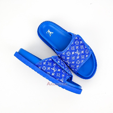 Buy Louis Vuitton LV Miami Slippers Blue Magic Tape Blue 1ABFUL Quality Reps Replicas Shoes