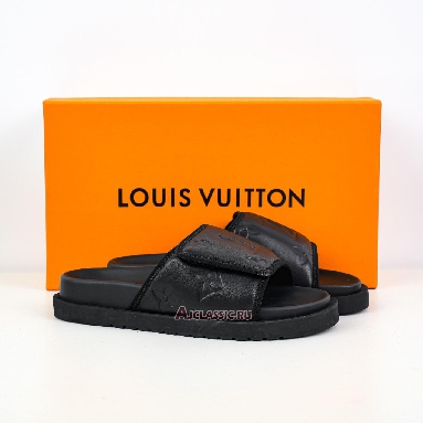 Buy Louis Vuitton LV Miami Mules Slippers Leather Black Black 1ADGF2-2 Quality Reps Replicas Shoes