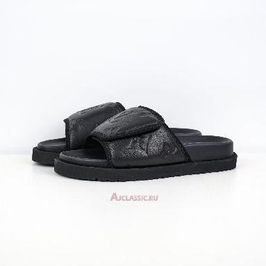 Buy Louis Vuitton LV Miami Mules Slippers Leather Black Black 1ADGF2-2 Quality Reps Replicas Shoes