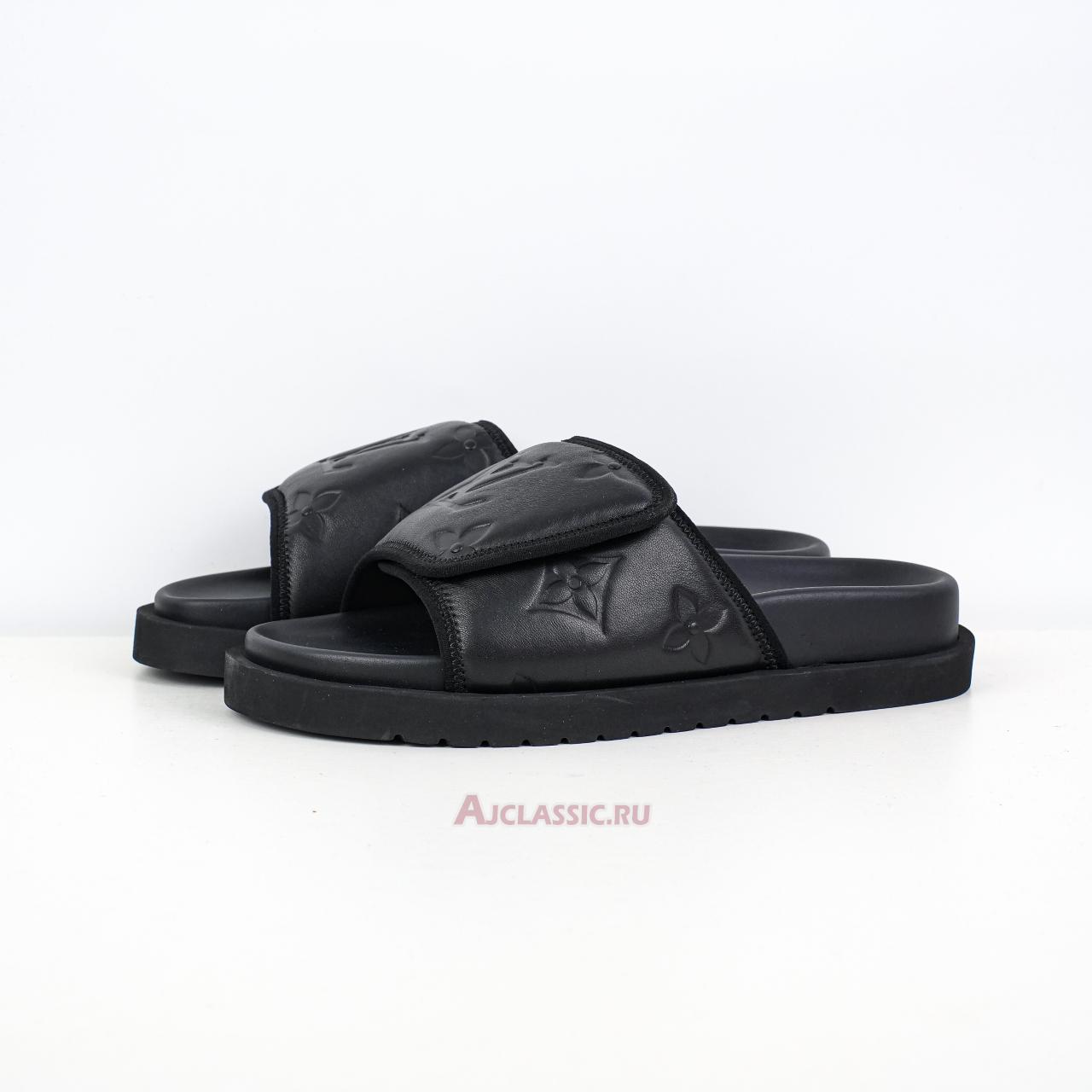 New Louis Vuitton LV Miami Mules Slippers Leather "Black" 1ADGF2-2 Shoes