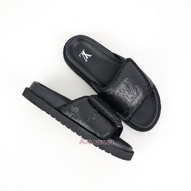 Buy Louis Vuitton LV Miami Mules Slippers Leather Black Black 1ADGF2-2 Quality Reps Replicas Shoes