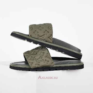 Buy Louis Vuitton LV Pool Pillow Flat Comfort Mules Slippers Khaki Green Green 1AA1E7 Quality Reps Replicas Shoes