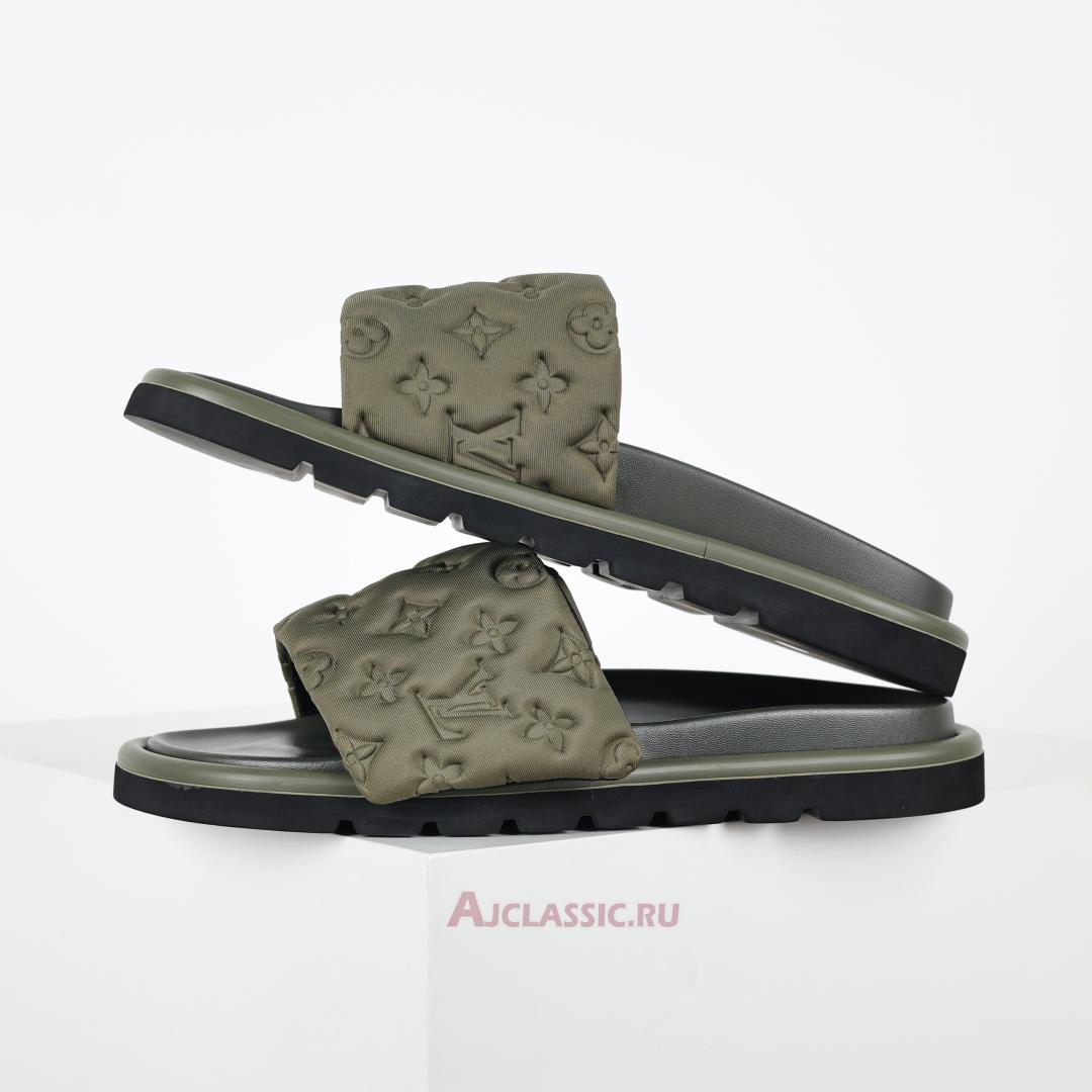 New Louis Vuitton LV Pool Pillow Flat Comfort Mules Slippers "Khaki Green" 1AA1E7 Shoes