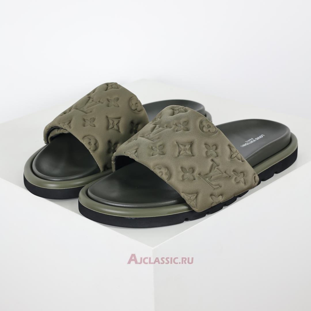 New Louis Vuitton LV Pool Pillow Flat Comfort Mules Slippers "Khaki Green" 1AA1E7 Shoes