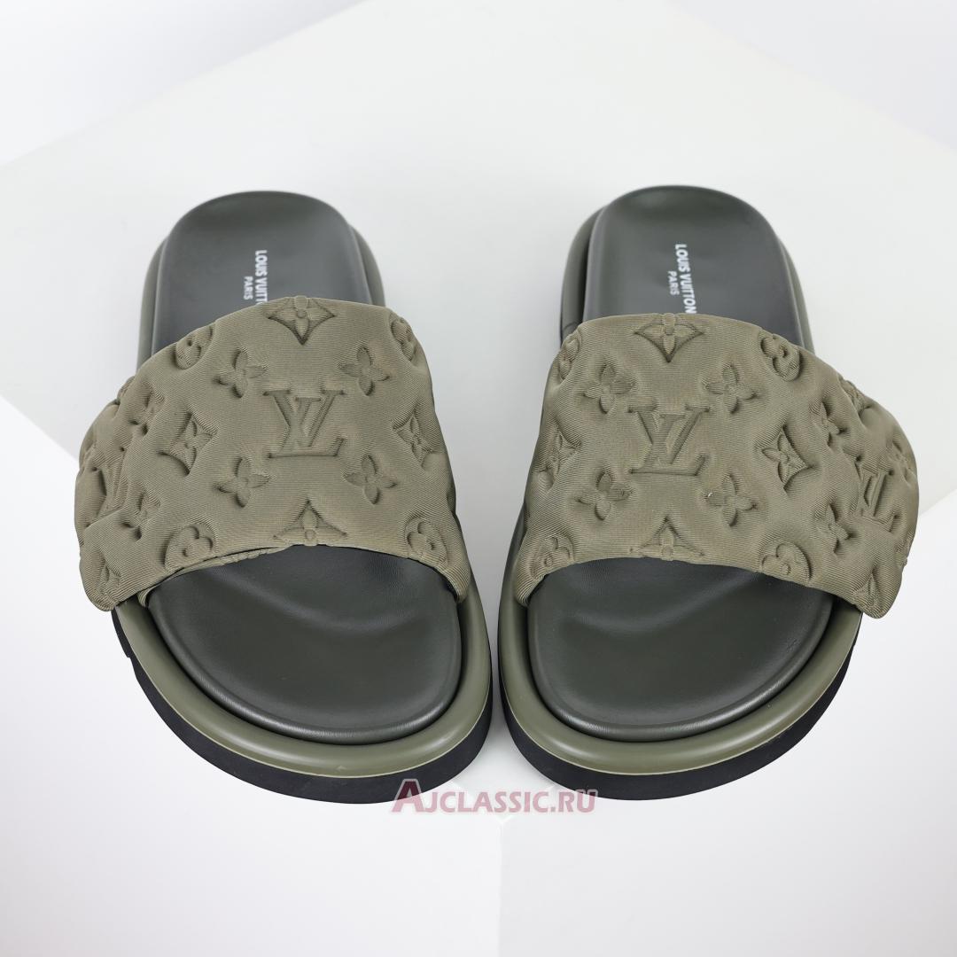 New Louis Vuitton LV Pool Pillow Flat Comfort Mules Slippers "Khaki Green" 1AA1E7 Shoes