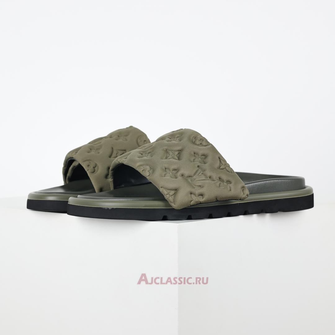 New Louis Vuitton LV Pool Pillow Flat Comfort Mules Slippers "Khaki Green" 1AA1E7 Shoes