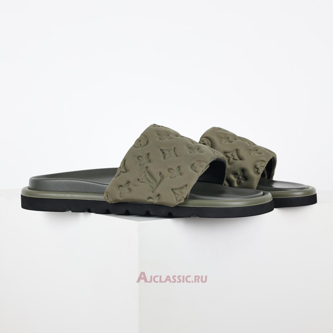 New Louis Vuitton LV Pool Pillow Flat Comfort Mules Slippers "Khaki Green" 1AA1E7 Shoes