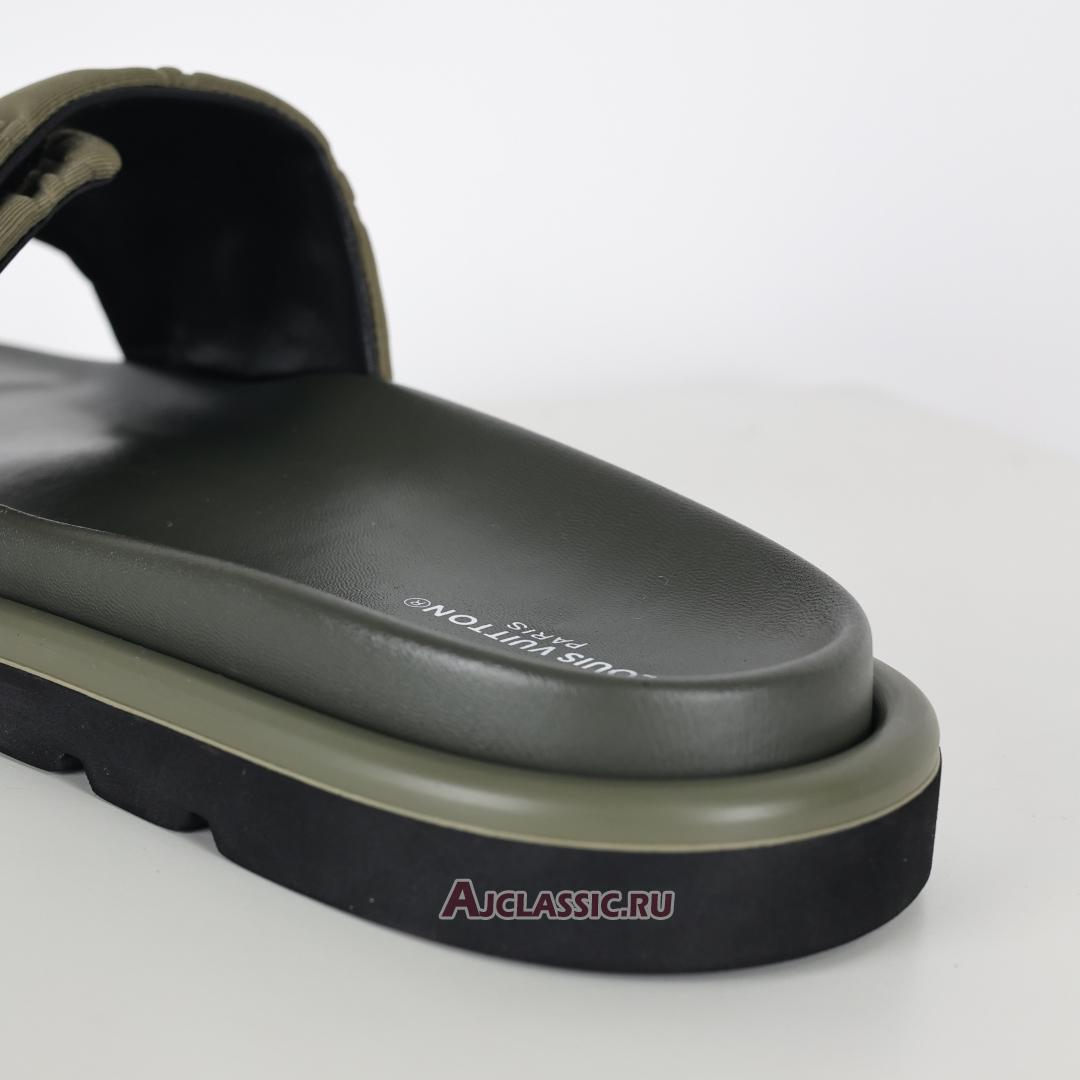 New Louis Vuitton LV Pool Pillow Flat Comfort Mules Slippers "Khaki Green" 1AA1E7 Shoes