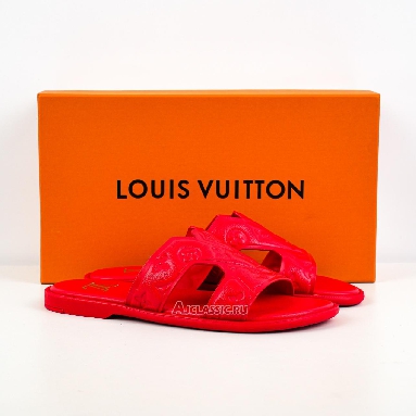 Buy Louis Vuitton LV Oasis Rubber Sole Slide Slippers Red Red 1ACHK0 Quality Reps Replicas Shoes