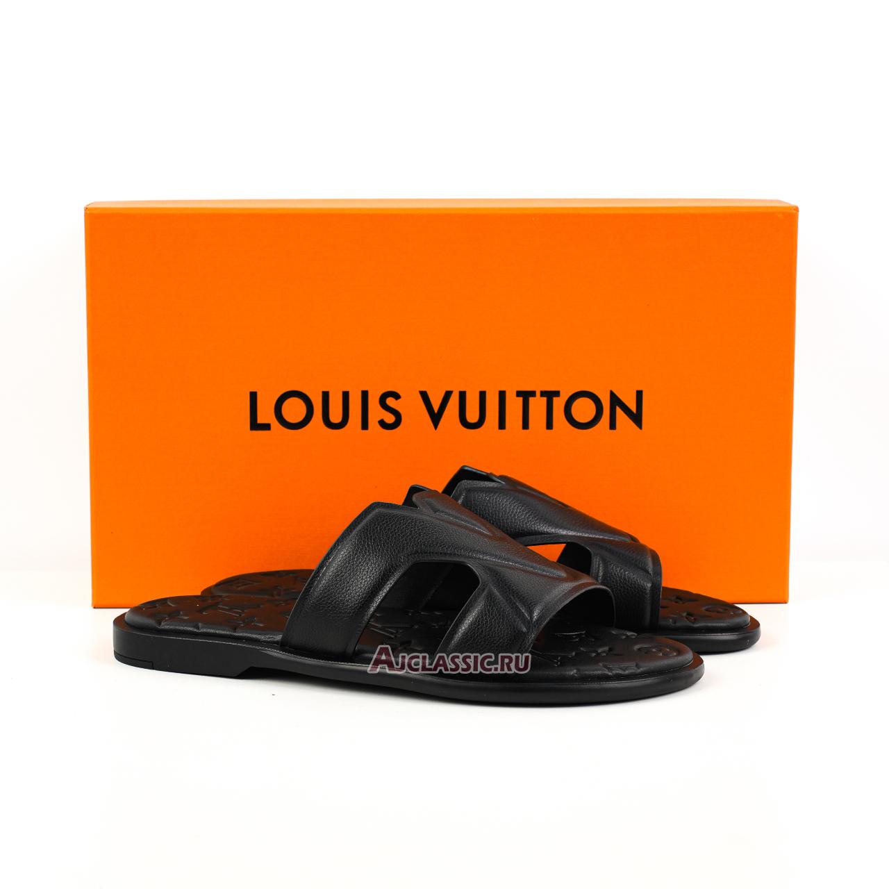 New Louis Vuitton LV Oasis Mules Slippers Leather "Black" 1ACHJ0-2 Shoes