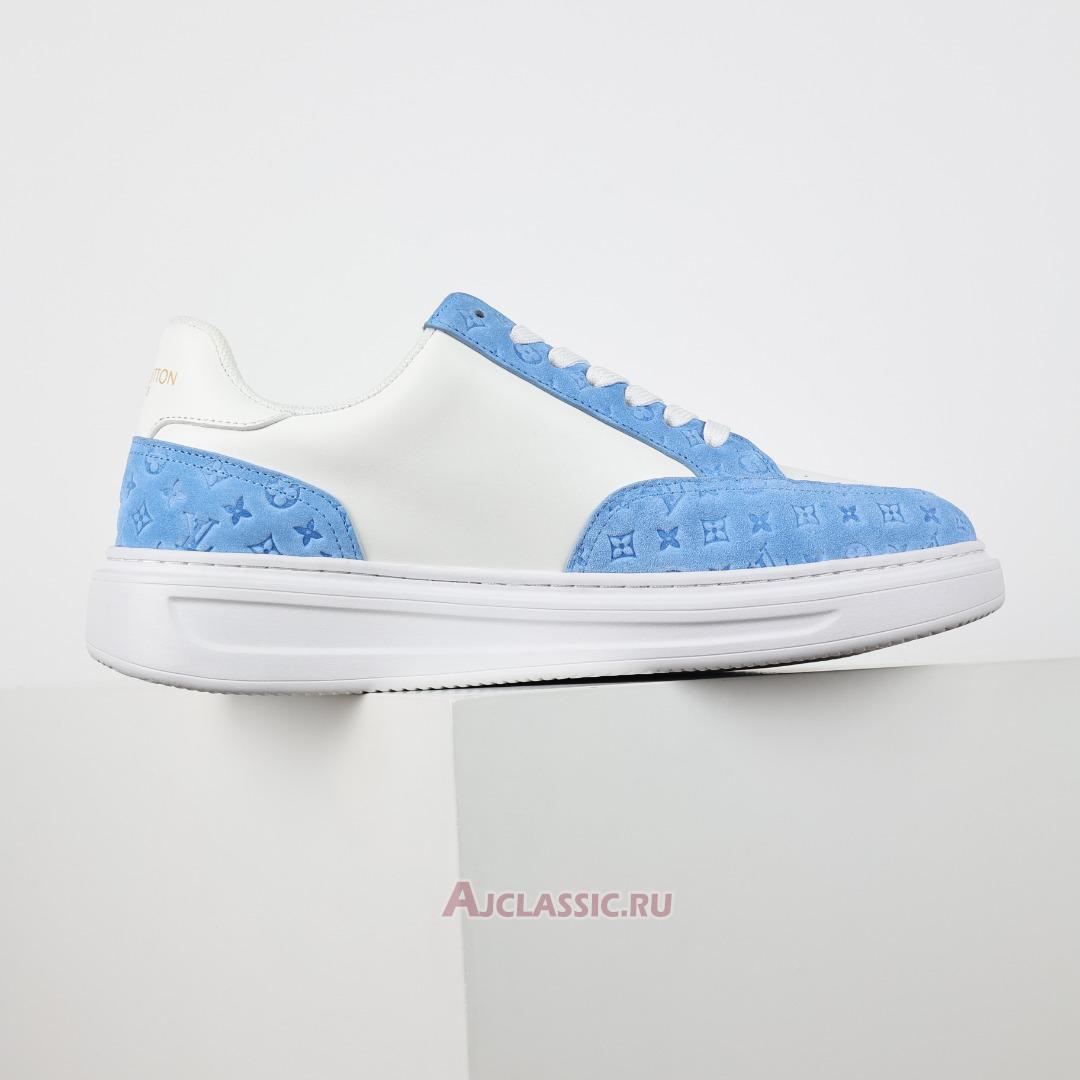 New Louis Vuitton LV Beverly Hills Sneaker Suede "Blue White Monogram Embossed" 1ACQHA-2 Shoes