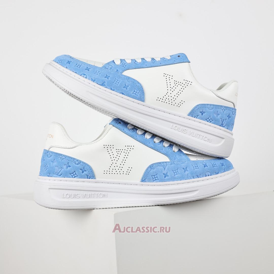 New Louis Vuitton LV Beverly Hills Sneaker Suede "Blue White Monogram Embossed" 1ACQHA-2 Shoes