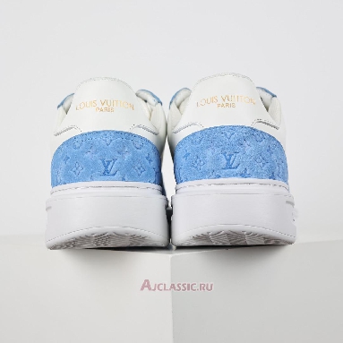 Buy Louis Vuitton LV Beverly Hills Sneaker Suede Blue White Monogram Embossed Blue 1ACQHA-2 Quality Reps Replicas Shoes