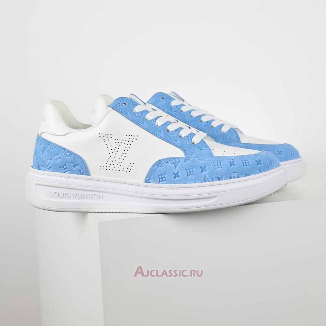 New Louis Vuitton LV Beverly Hills Sneaker Suede "Blue White Monogram Embossed" 1ACQHA-2 Shoes