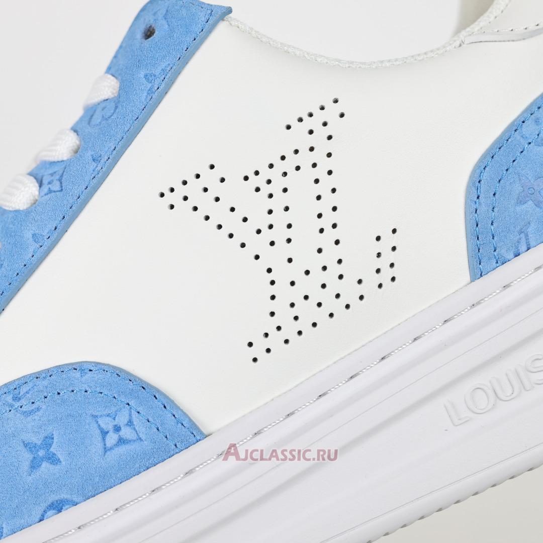 New Louis Vuitton LV Beverly Hills Sneaker Suede "Blue White Monogram Embossed" 1ACQHA-2 Shoes