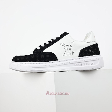 Buy Louis Vuitton LV Beverly Hills Sneaker Suede Black White Monogram Embossed Black 1ACQL0-2 Quality Reps Replicas Shoes