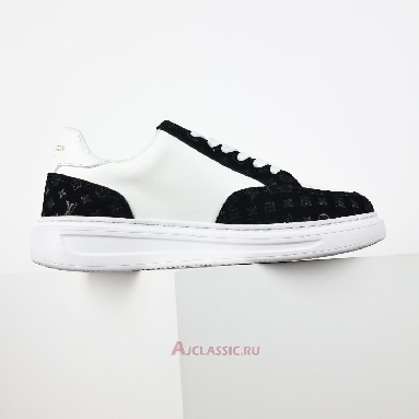 Buy Louis Vuitton LV Beverly Hills Sneaker Suede Black White Monogram Embossed Black 1ACQL0-2 Quality Reps Replicas Shoes