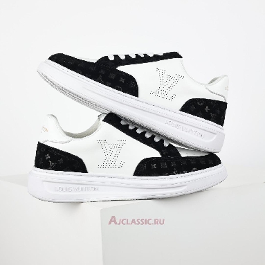 Buy Louis Vuitton LV Beverly Hills Sneaker Suede Black White Monogram Embossed Black 1ACQL0-2 Quality Reps Replicas Shoes