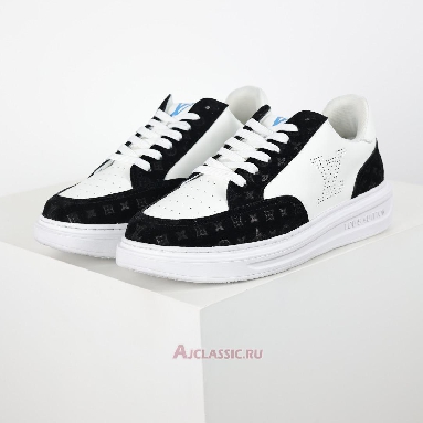 Buy Louis Vuitton LV Beverly Hills Sneaker Suede Black White Monogram Embossed Black 1ACQL0-2 Quality Reps Replicas Shoes