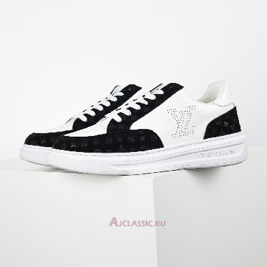 Buy Louis Vuitton LV Beverly Hills Sneaker Suede Black White Monogram Embossed Black 1ACQL0-2 Quality Reps Replicas Shoes