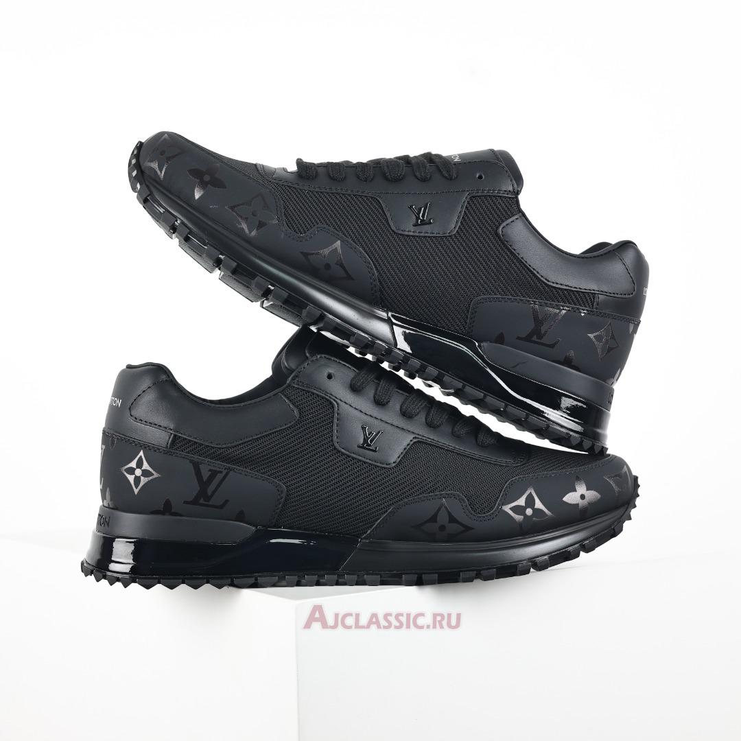 New Louis Vuitton LV Run Away Sneaker "Black Mesh with Monogram Deco" 1A9FFE Shoes