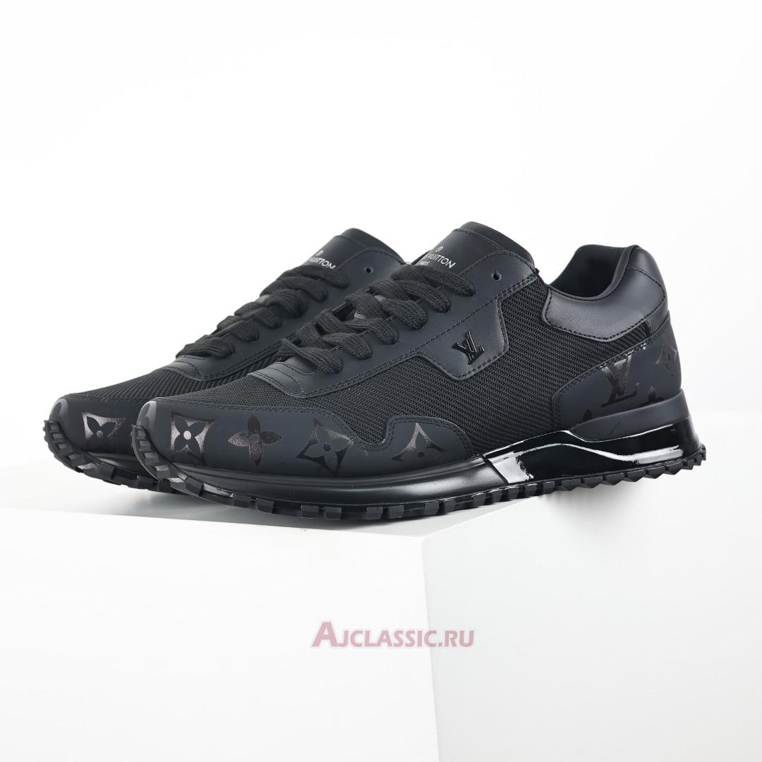 New Louis Vuitton LV Run Away Sneaker "Black Mesh with Monogram Deco" 1A9FFE Shoes