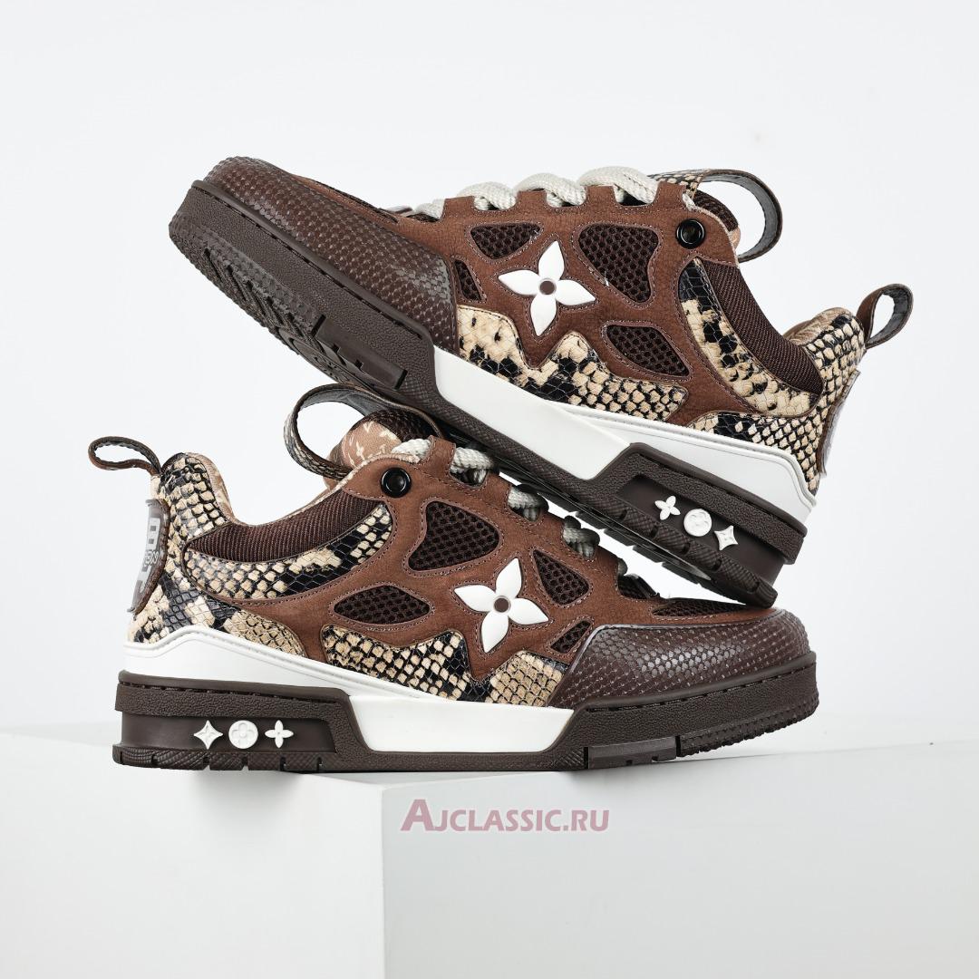 New Louis Vuitton LV Skate Sneaker "Brown Snakeskin" 1ABMG6 Shoes