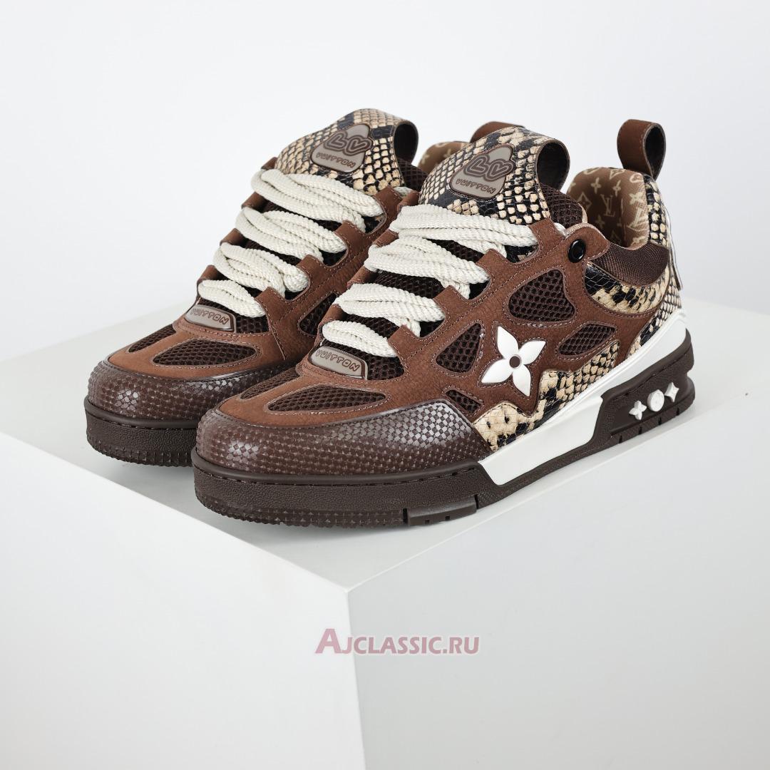 New Louis Vuitton LV Skate Sneaker "Brown Snakeskin" 1ABMG6 Shoes