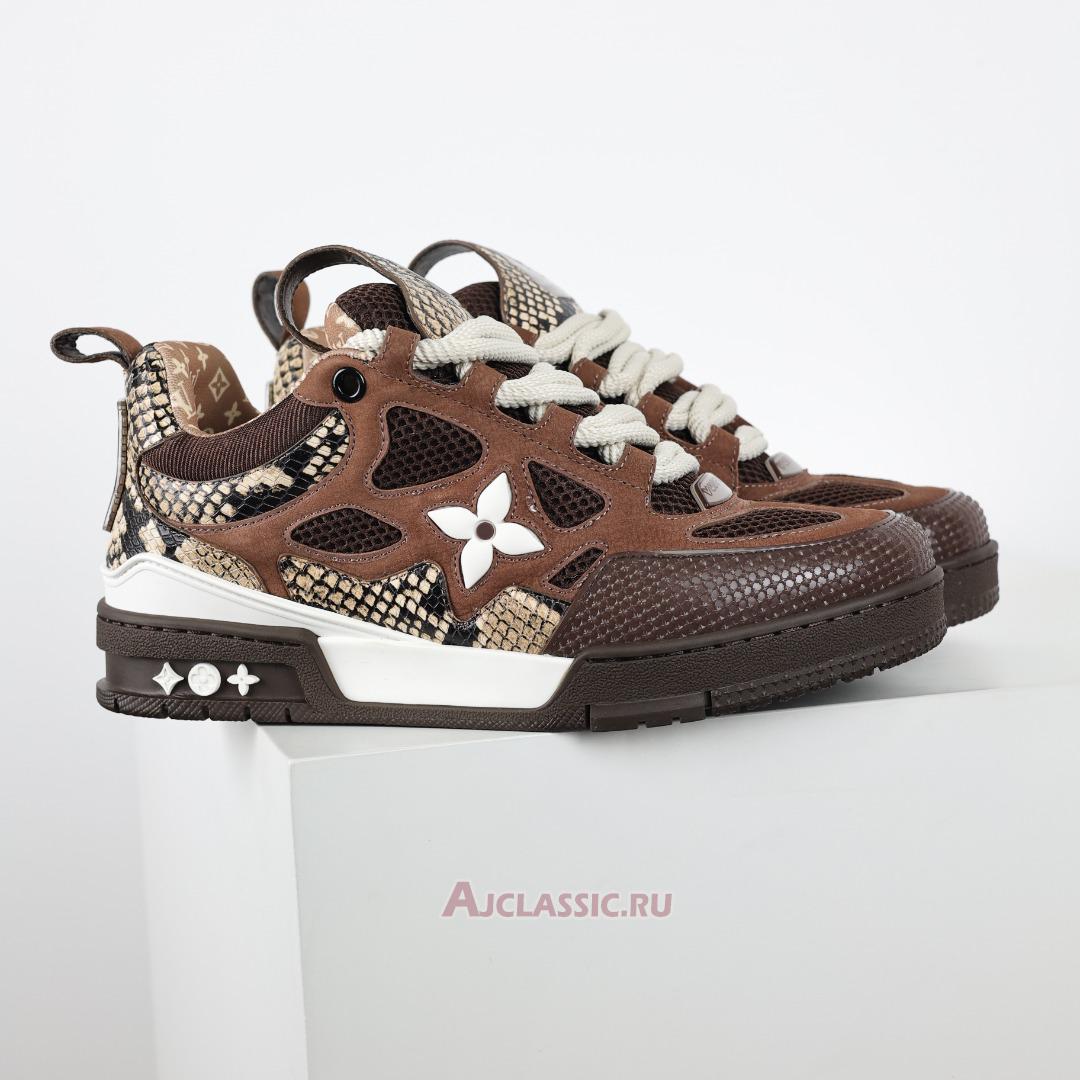 New Louis Vuitton LV Skate Sneaker "Brown Snakeskin" 1ABMG6 Shoes