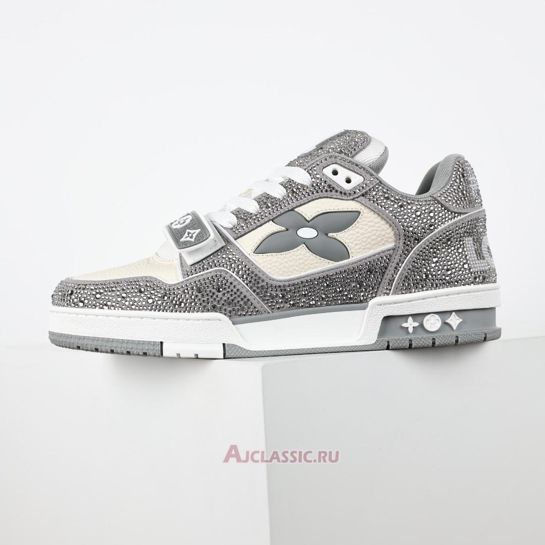 New Louis Vuitton LV Trainer Sneaker "Grey Beige Crystal" 1AA6PV-3 Shoes