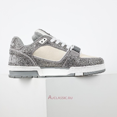 Buy Louis Vuitton LV Trainer Sneaker Grey Beige Crystal Grey 1AA6PV-3 Quality Reps Replicas Shoes