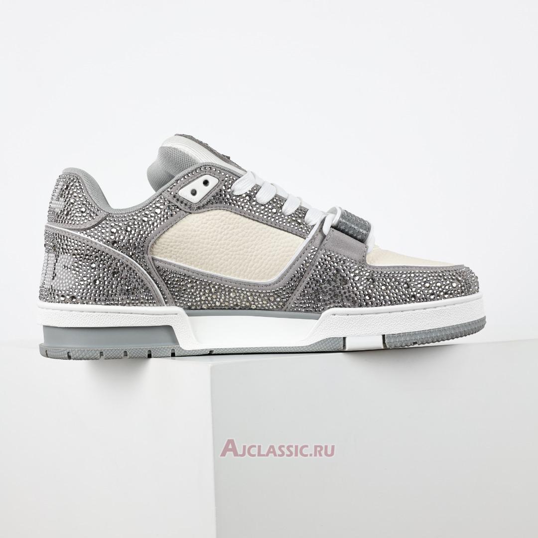 New Louis Vuitton LV Trainer Sneaker "Grey Beige Crystal" 1AA6PV-3 Shoes