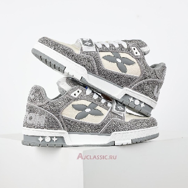 Buy Louis Vuitton LV Trainer Sneaker Grey Beige Crystal Grey 1AA6PV-3 Quality Reps Replicas Shoes