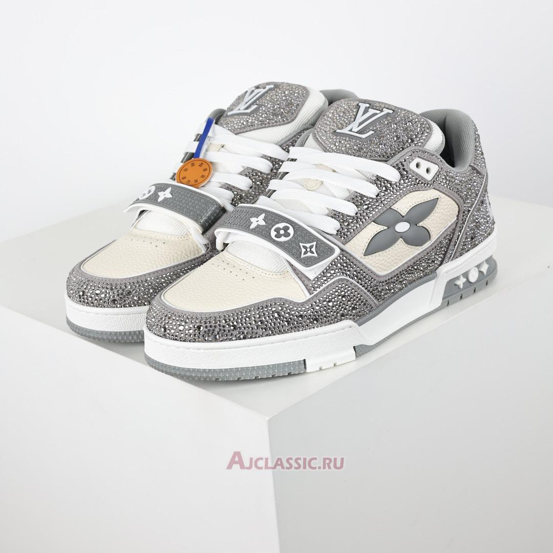 New Louis Vuitton LV Trainer Sneaker "Grey Beige Crystal" 1AA6PV-3 Shoes