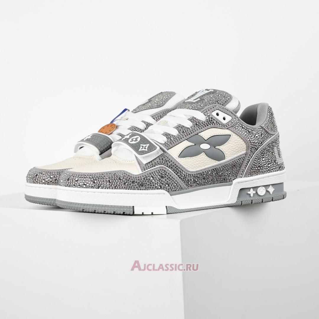 New Louis Vuitton LV Trainer Sneaker "Grey Beige Crystal" 1AA6PV-3 Shoes