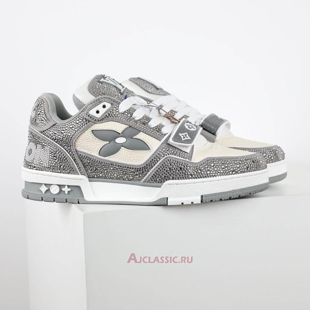 New Louis Vuitton LV Trainer Sneaker "Grey Beige Crystal" 1AA6PV-3 Shoes