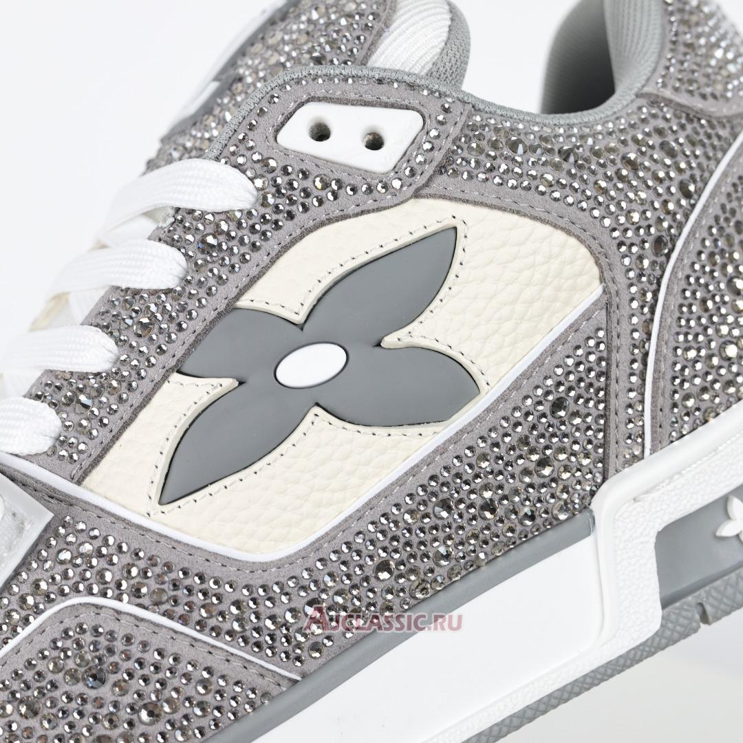 New Louis Vuitton LV Trainer Sneaker "Grey Beige Crystal" 1AA6PV-3 Shoes