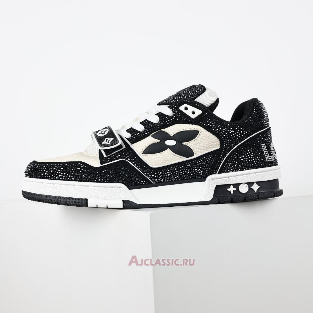 New Louis Vuitton LV Trainer Sneaker "Black Beige Crystal" 1AA6PV-4 Shoes