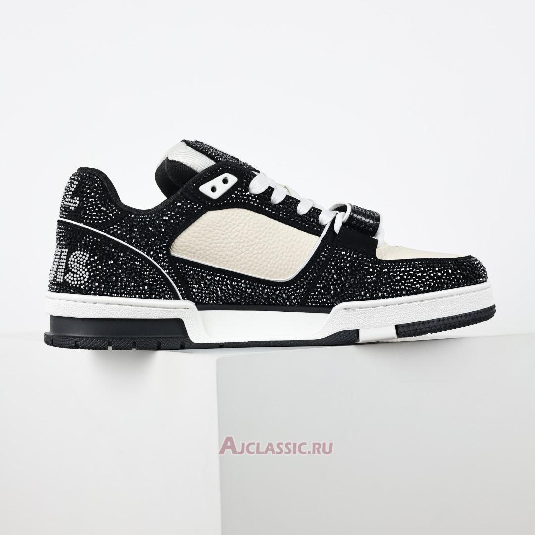 New Louis Vuitton LV Trainer Sneaker "Black Beige Crystal" 1AA6PV-4 Shoes