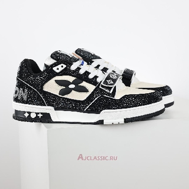 Buy Louis Vuitton LV Trainer Sneaker Black Beige Crystal Black 1AA6PV-4 Quality Reps Replicas Shoes