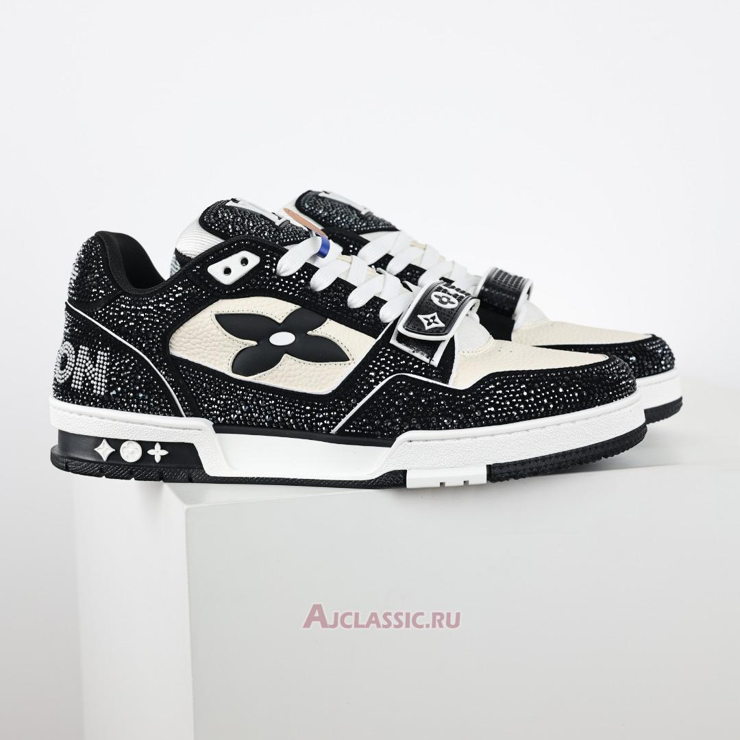 New Louis Vuitton LV Trainer Sneaker "Black Beige Crystal" 1AA6PV-4 Shoes