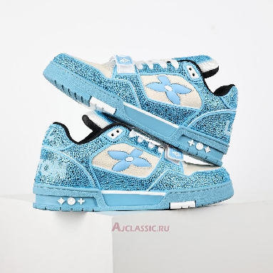 Buy Louis Vuitton LV Trainers Sneaker Blue Beige Crystal Blue 1AHTVK-2 Quality Reps Replicas Shoes